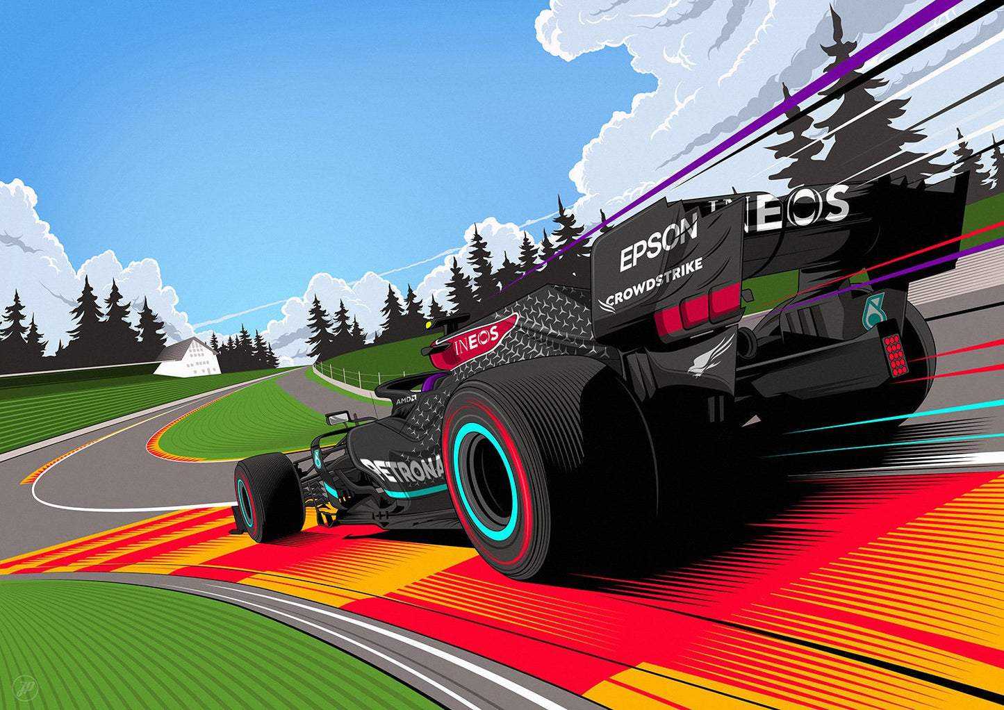 F1 Lewis Hamilton Mercedes AMG Print - Spa Francorchamps Poster