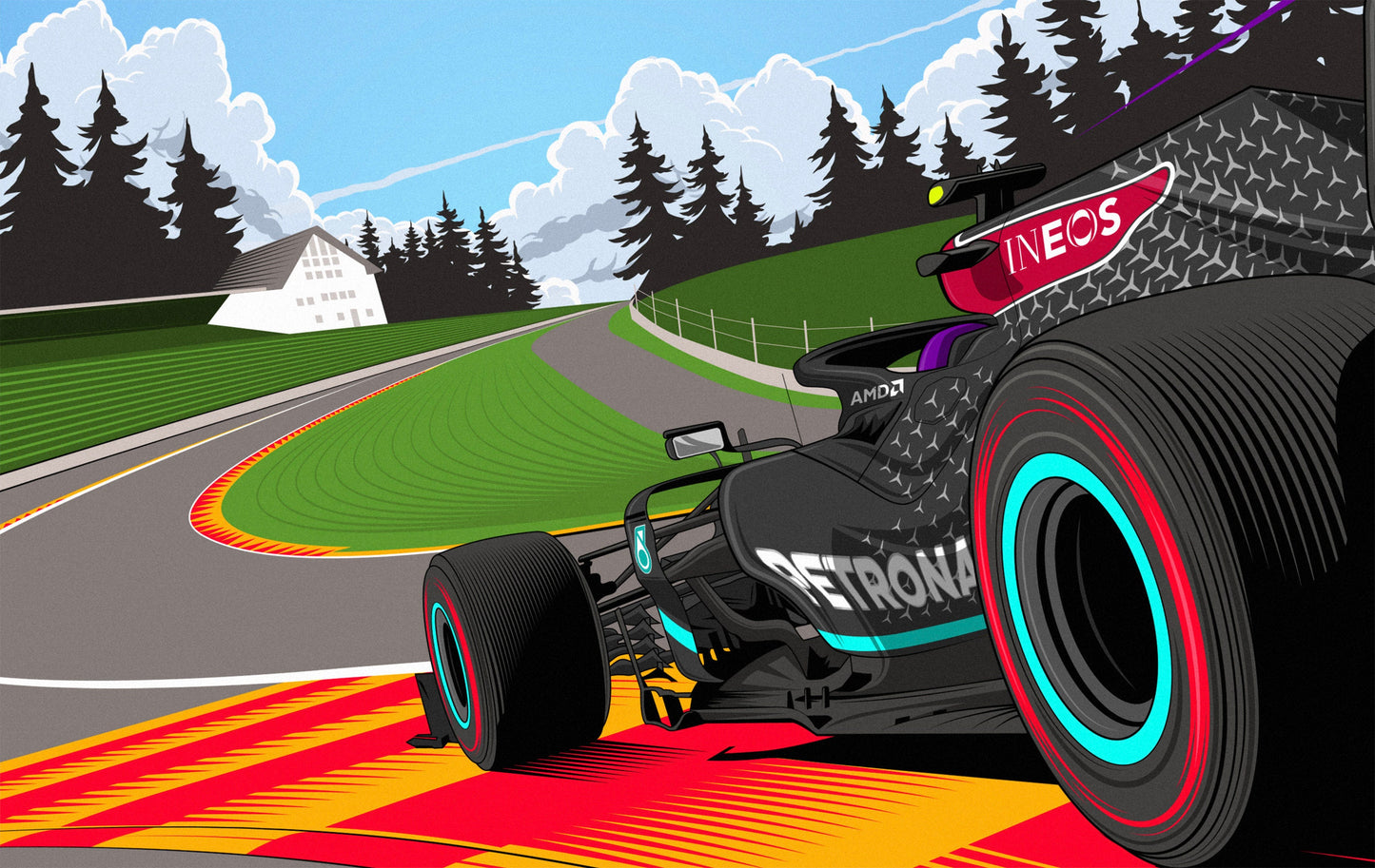 F1 Lewis Hamilton Mercedes AMG Print - Spa Francorchamps Poster