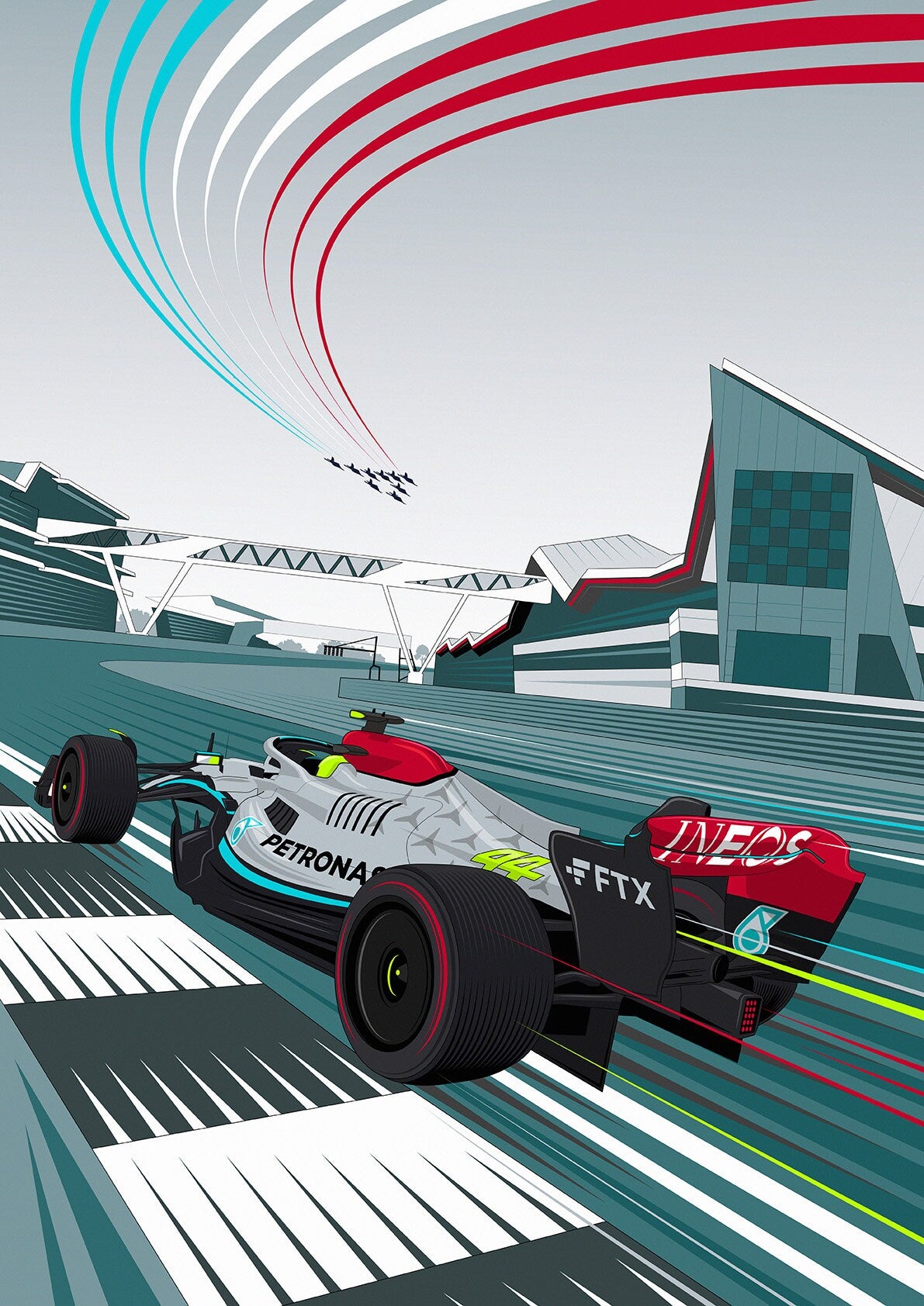 F1 Silverstone Lewis Hamilton Mercedes AMG Formula 1 Poster