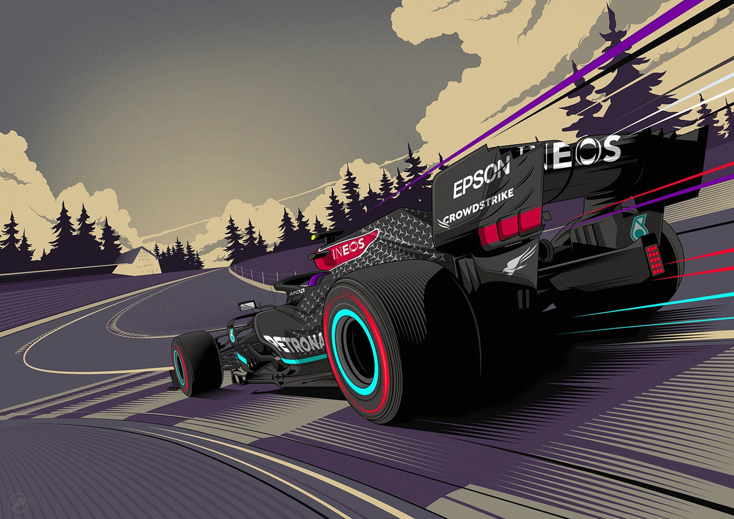 F1 Lewis Hamilton Mercedes AMG Print - Spa Francorchamps Poster