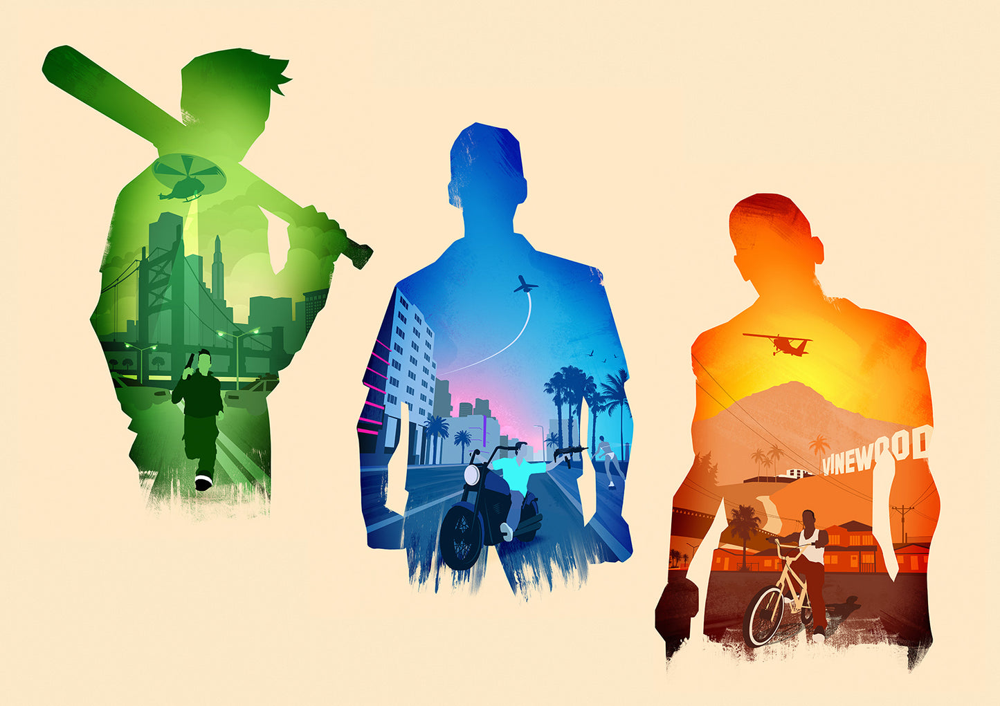 Grand Theft Auto Series Posters - GTA 3 - GTA Vice City - GTA San Andreas