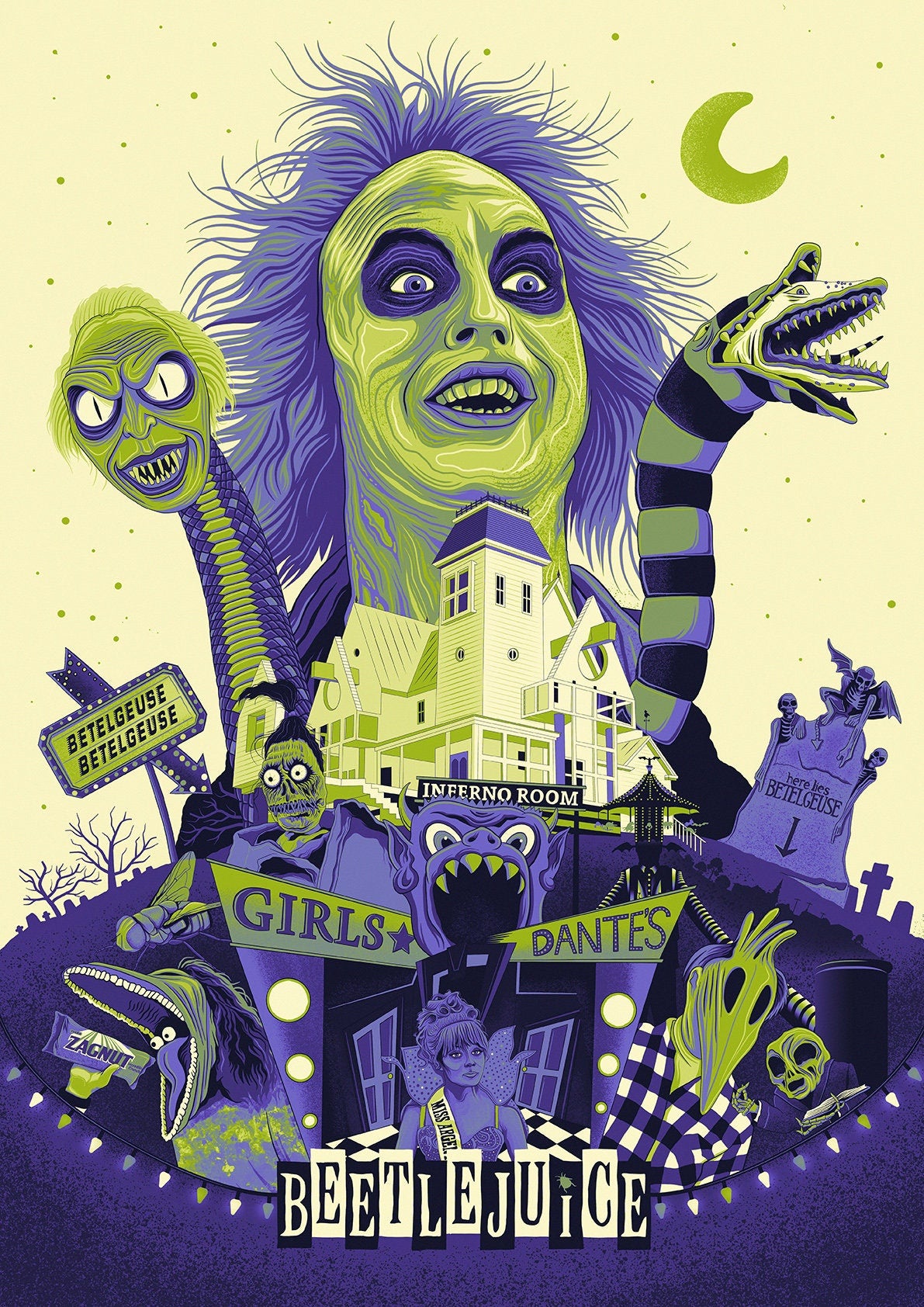 Beetlejuice Poster - Tim Burton 1988 Print