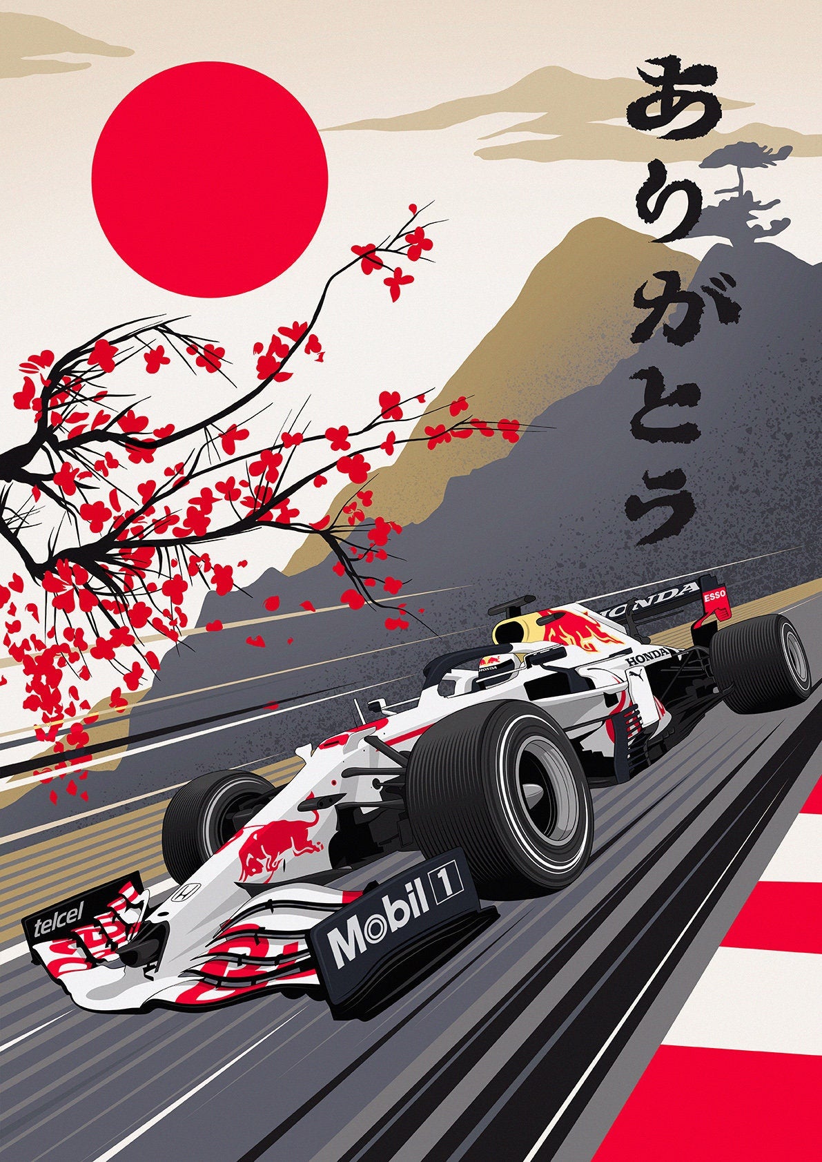 F1 Red Bull Limited Edition Honda Japanese Livery Formula 1 Poster Print