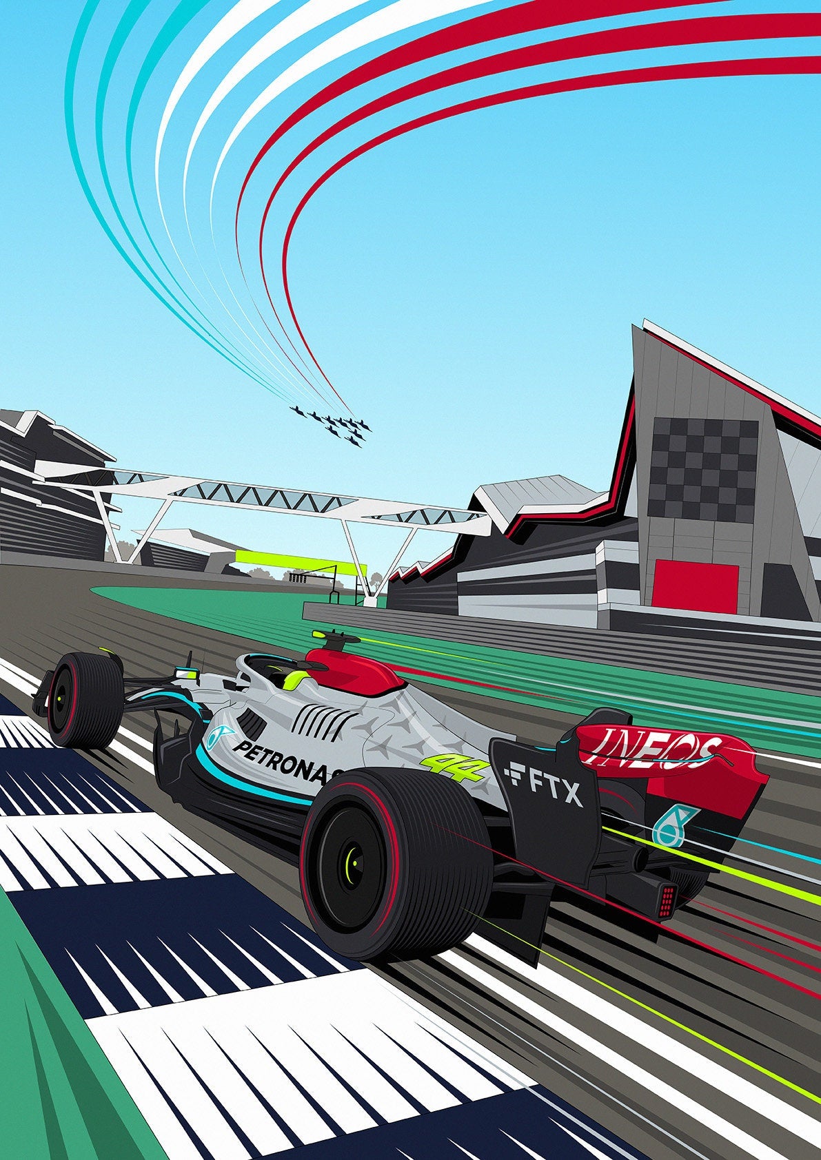 F1 Silverstone Lewis Hamilton Mercedes AMG Formula 1 Poster