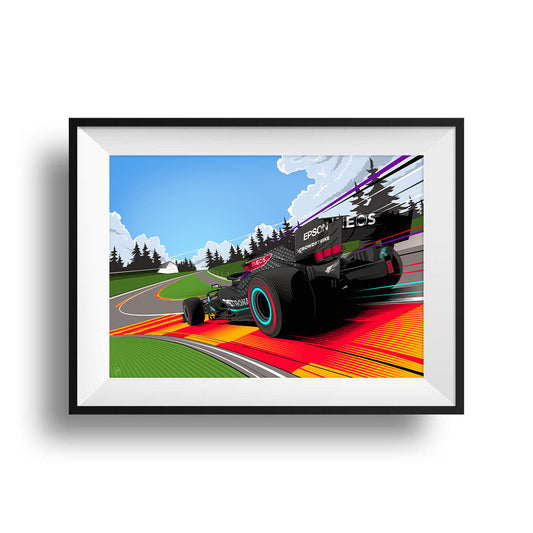 F1 Lewis Hamilton Mercedes AMG Print - Spa Francorchamps Poster