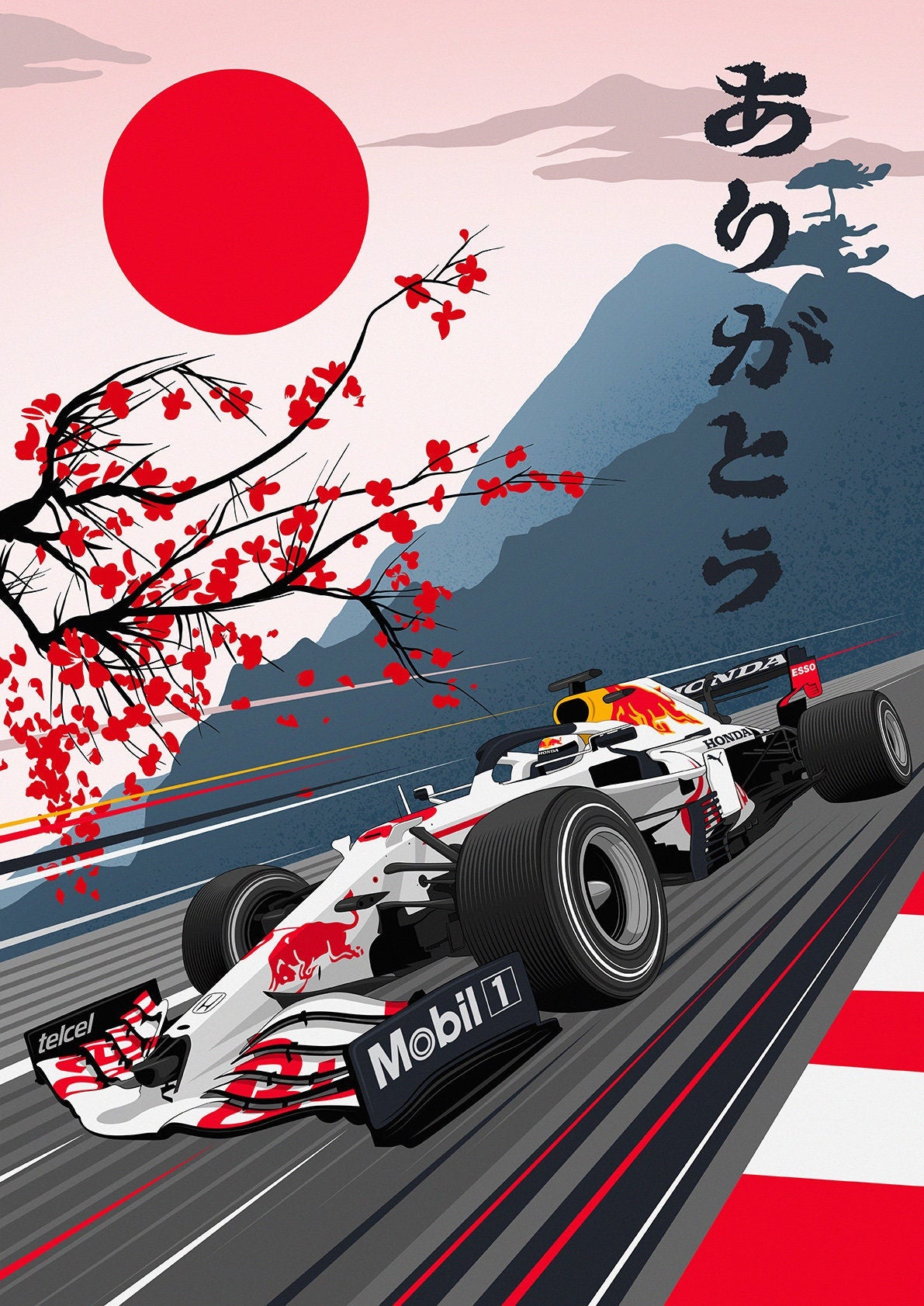 F1 Red Bull Limited Edition Honda Japanese Livery Formula 1 Poster Print